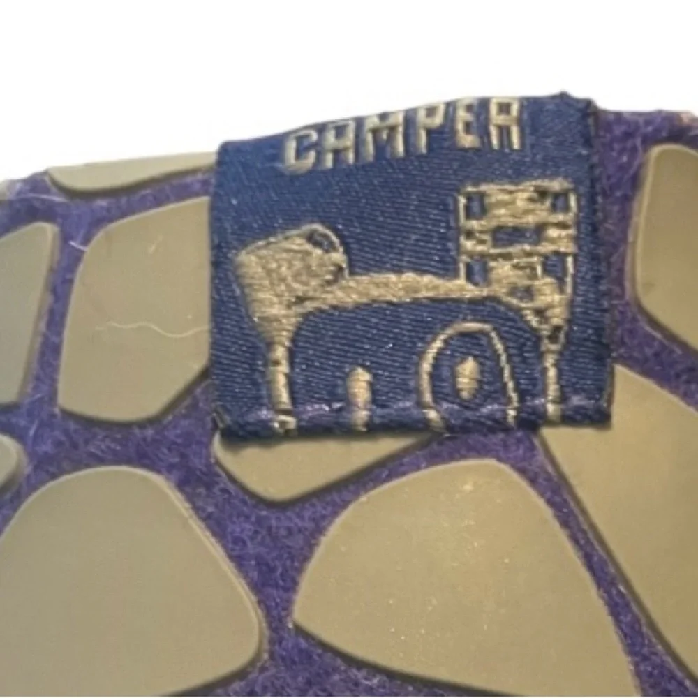 Camper Wabi Wool Slippers Blue and Grey Size 33